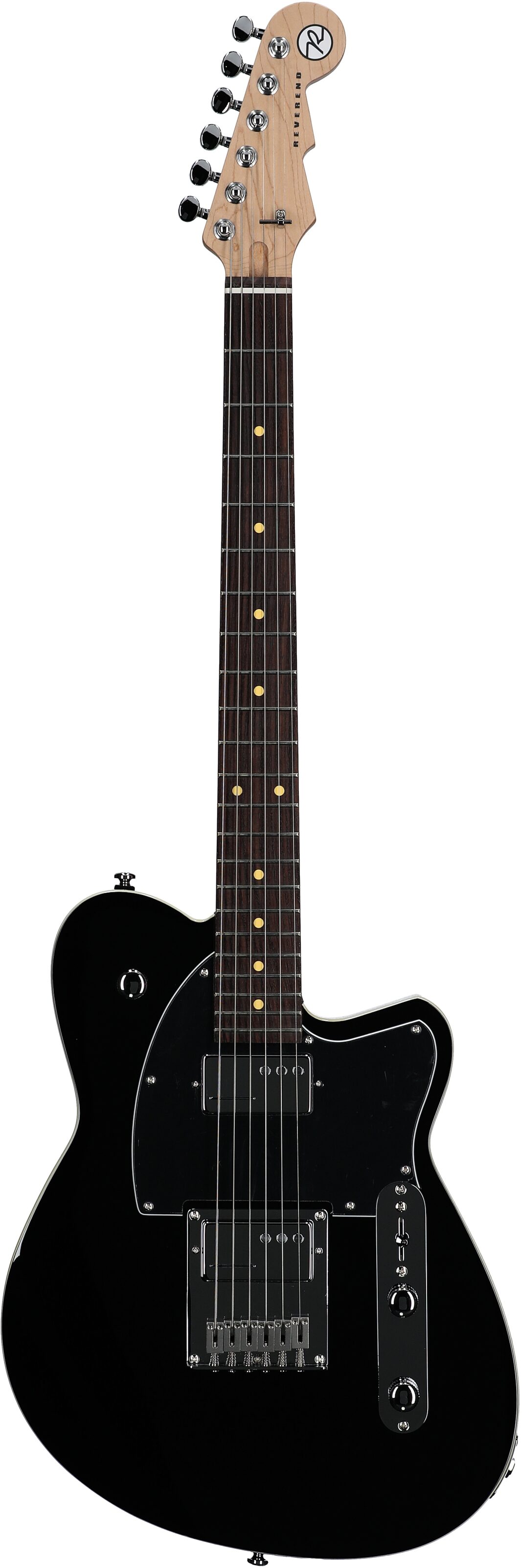 Reverend Crosscut Electric Guitar, Midnight Black, Rosewood Fretboard, Full Straight Front