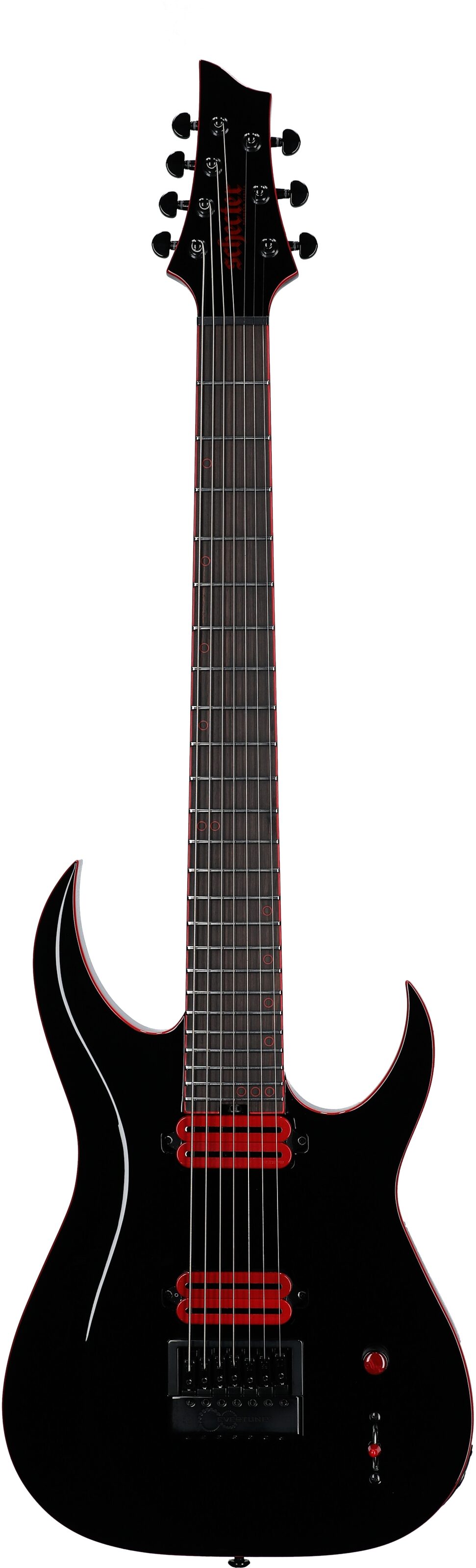 Schecter Sunset 7 ET Red Dawn Baritone Electric Guitar, 7-String, Gloss Black, Full Straight Front