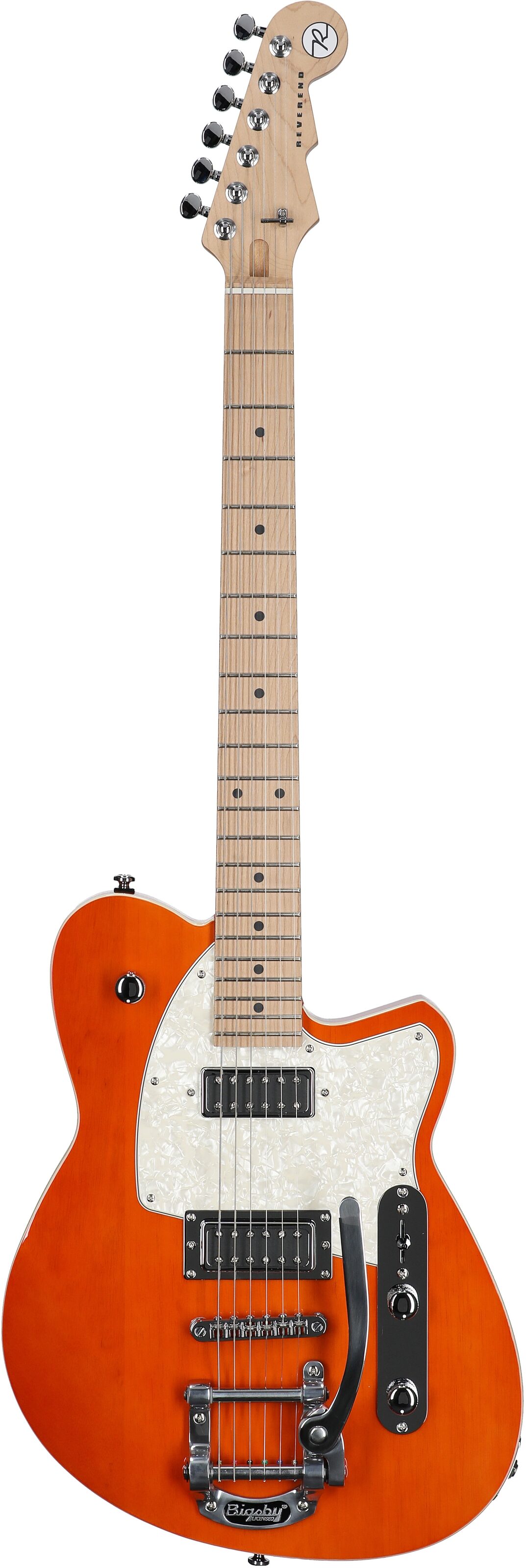 Reverend Flatroc Electric Guitar, Rock Orange, Roasted Maple Fretboard, Full Straight Front
