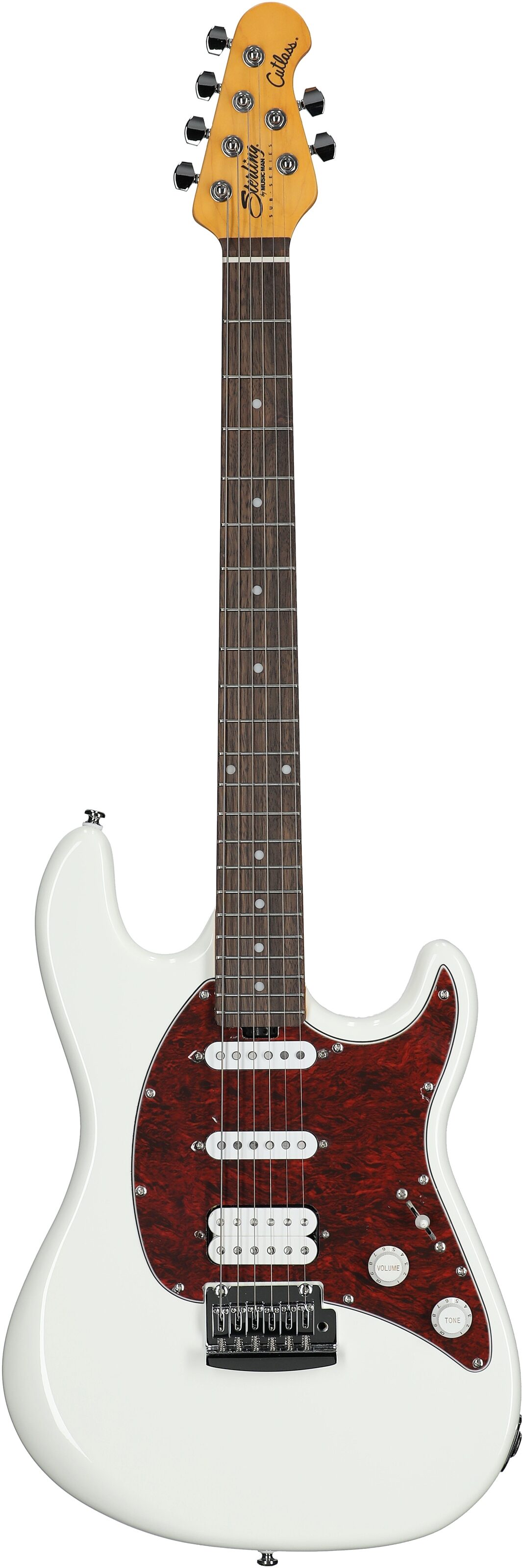 Sterling by Music Man CT30CHSS Cutlass HSS Electric Guitar, Olympic White, Full Straight Front