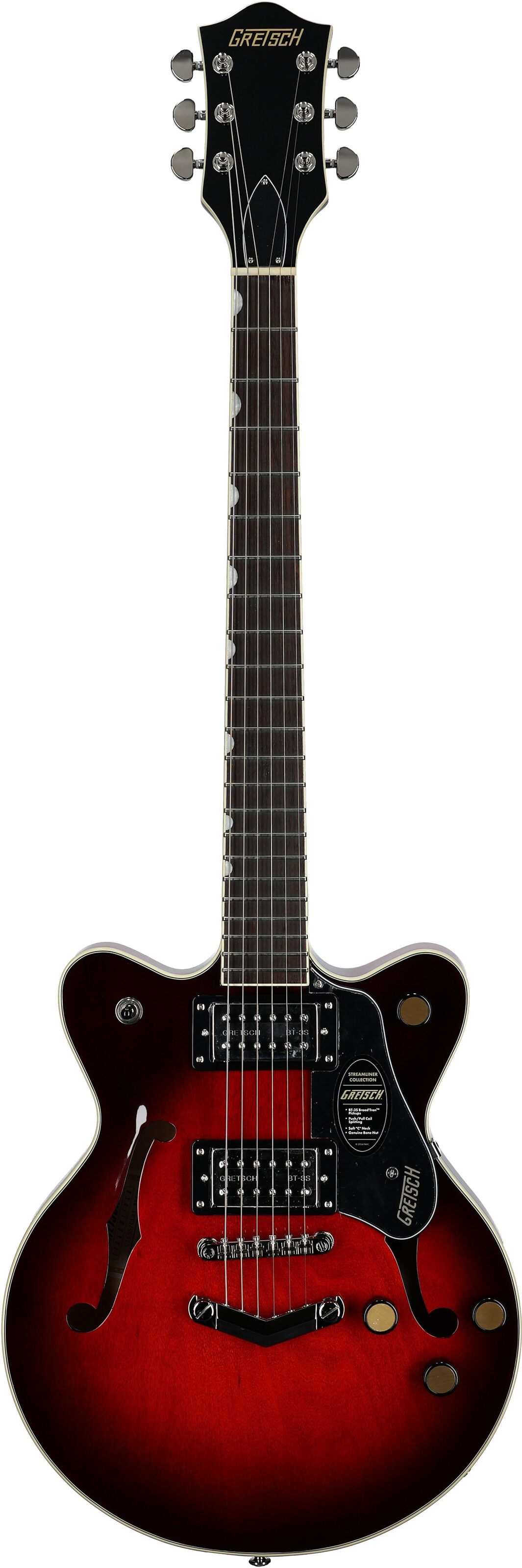 Gretsch G2655 Streamliner CB Junior Electric Guitar, Claret Burst, Full Straight Front