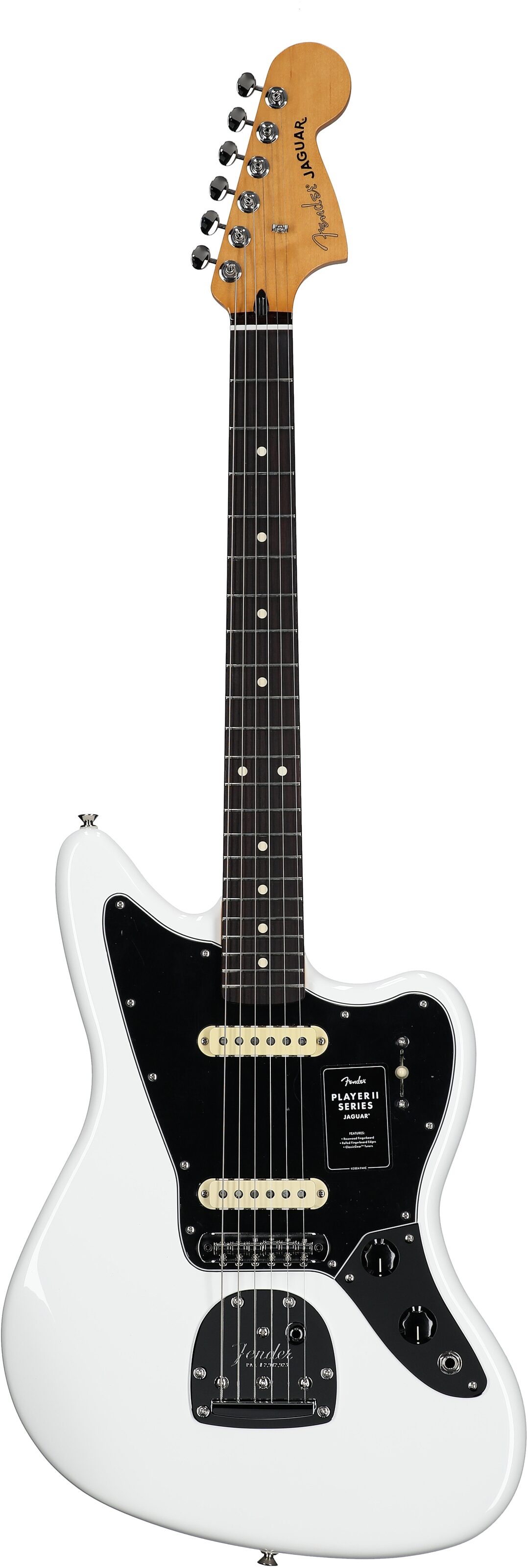 Fender Player II Jaguar Electric Guitar, with Rosewood Fingerboard, Polar White, Full Straight Front