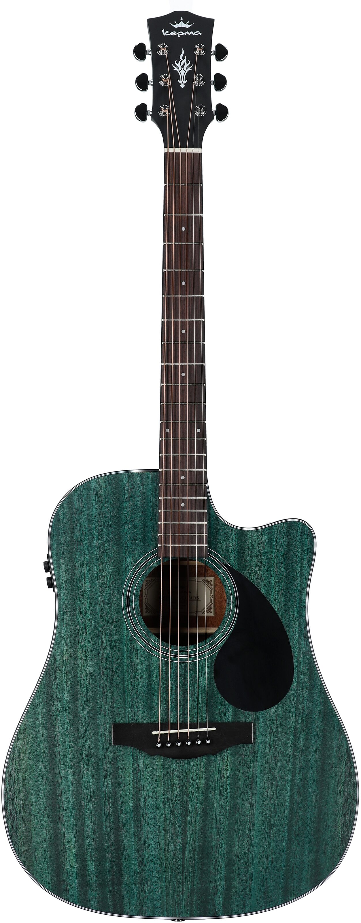 Kepma K3 Series D3-130 Acoustic-Electric Guitar, Trans Blue Matte, with AcoustiFex K-10 Pickup, Full Straight Front
