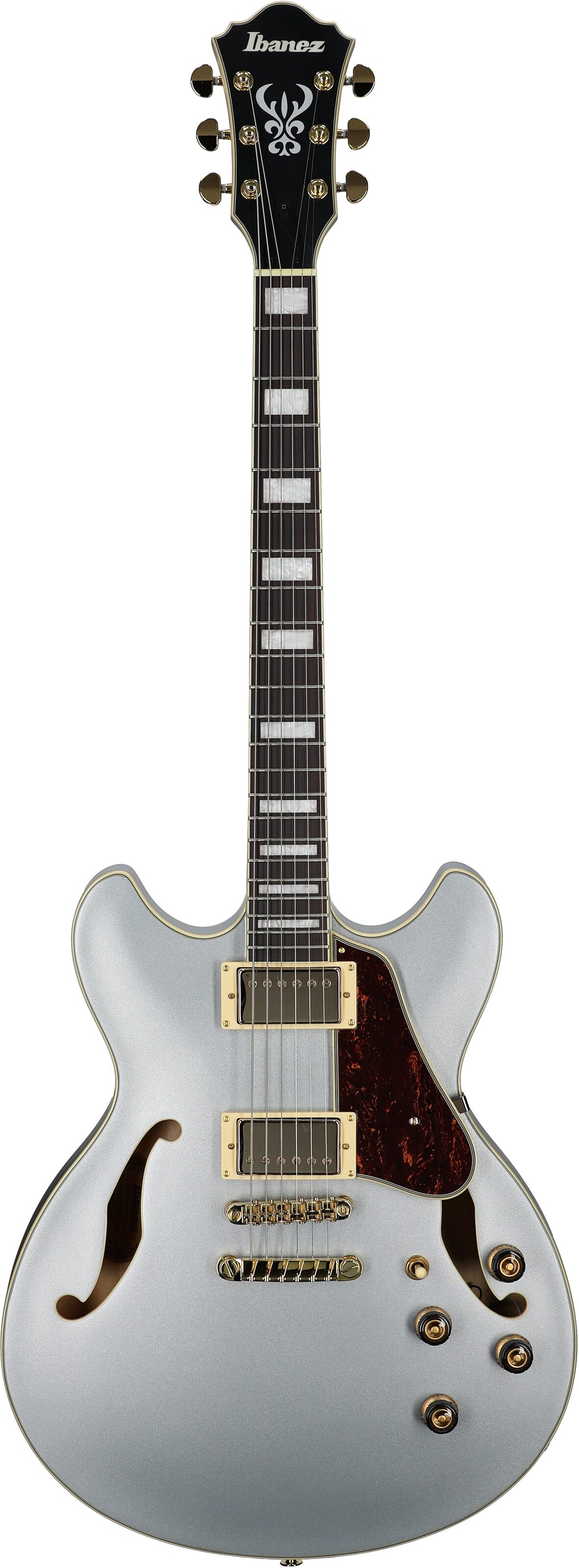Ibanez AS73G Artcore Semi-Hollowbody Electric Guitar, Moonstone Silver Flat, Full Straight Front