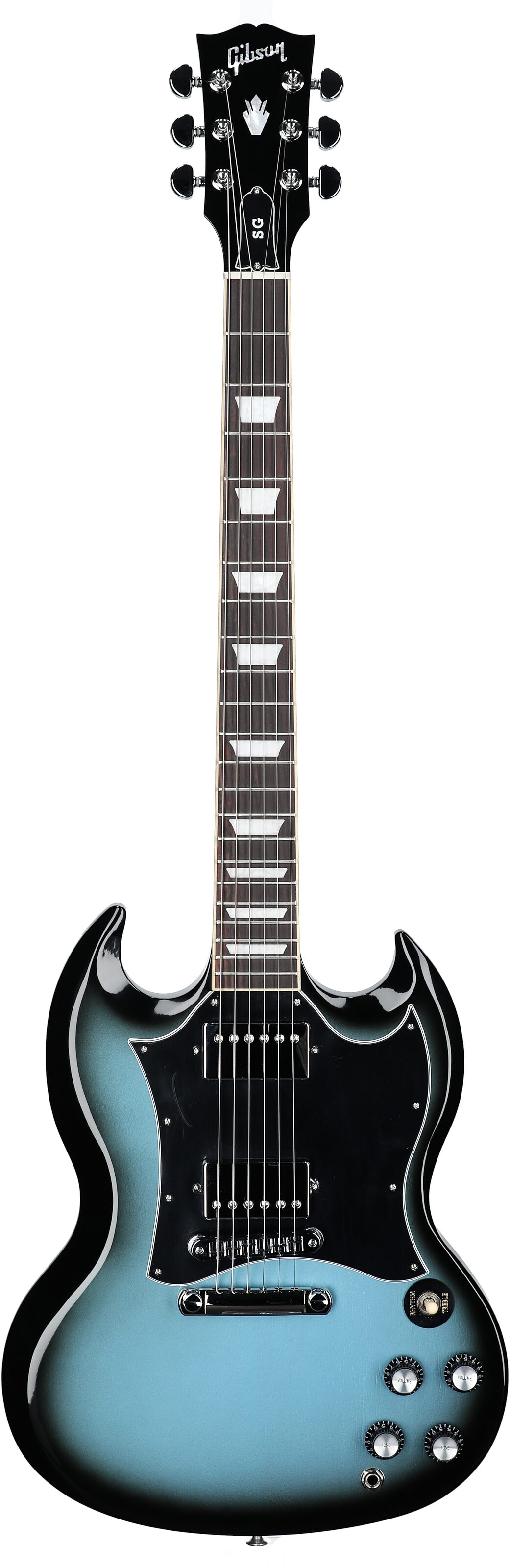 Gibson SG Standard Custom Color Electric Guitar (with Soft Case), Pelham Blue Burst, Full Straight Front