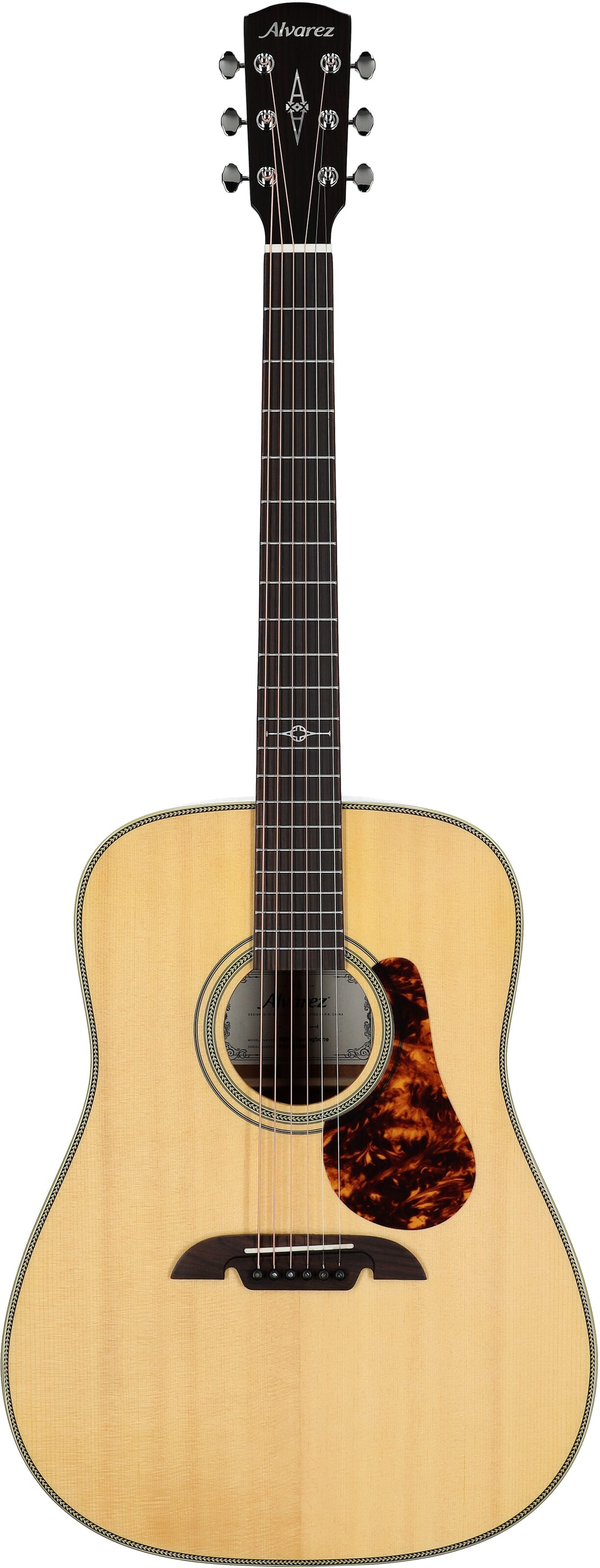 Alvarez MD60 Herringbone Masterworks Dreadnought Acoustic Guitar (with Gig Bag), New, Full Straight Front