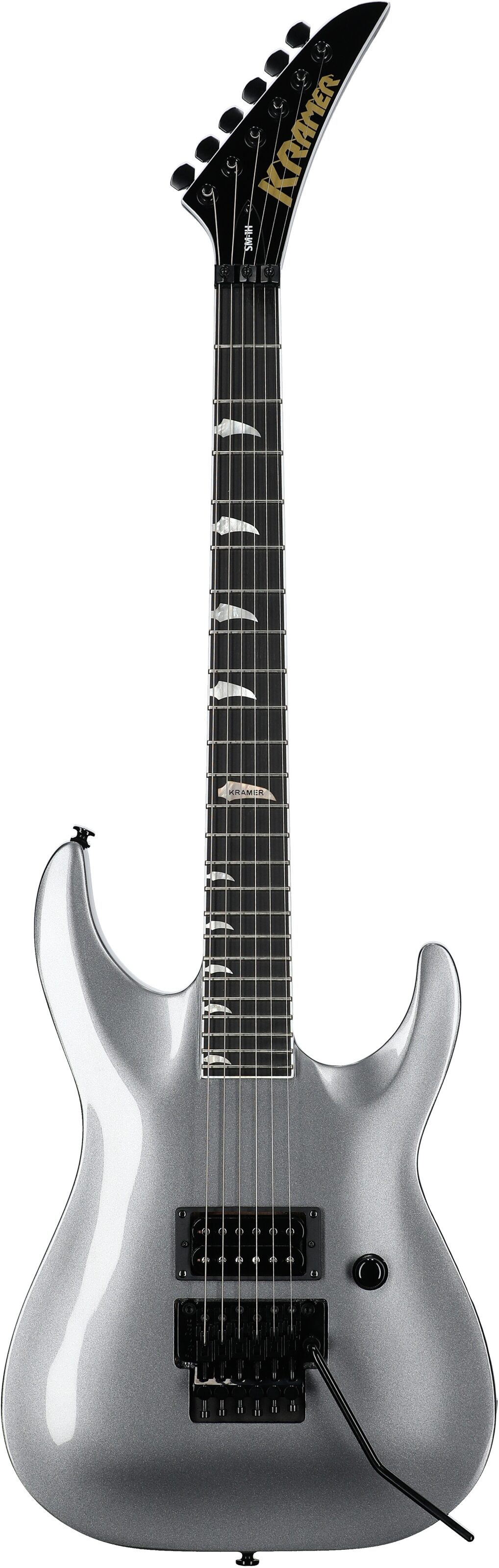 Kramer SM-1H Floyd Rose Electric Guitar, Tronius Silver, Full Straight Front