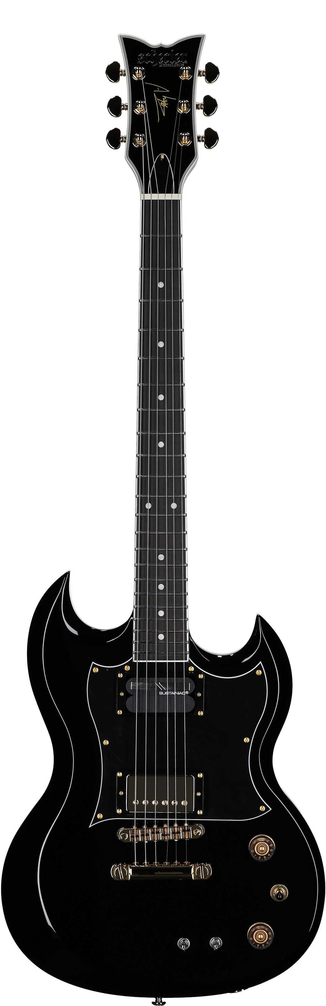 Schecter ZV-H6LLYW66D-S Zacky Vengeance Electric Guitar, Gloss Black, Full Straight Front