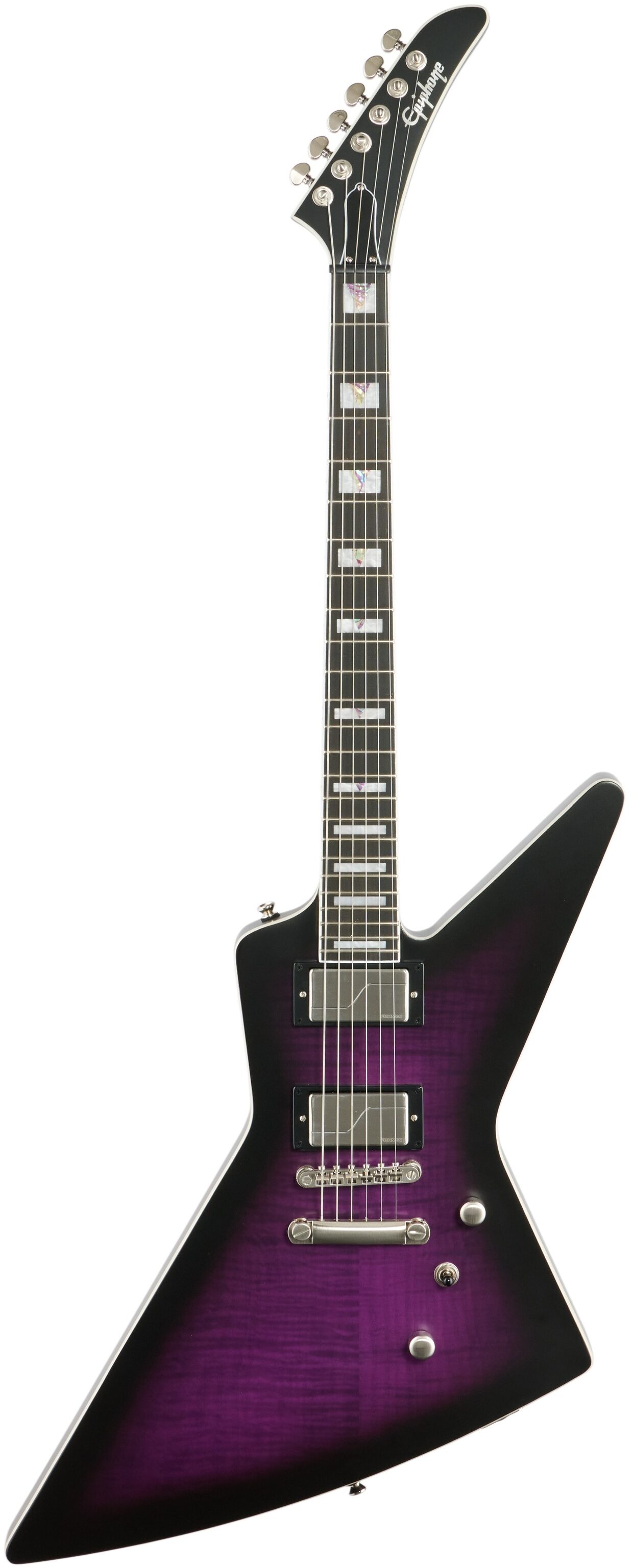 Epiphone Extura Prophecy Electric Guitar, Purple Tiger Aged Gloss, Full Straight Front