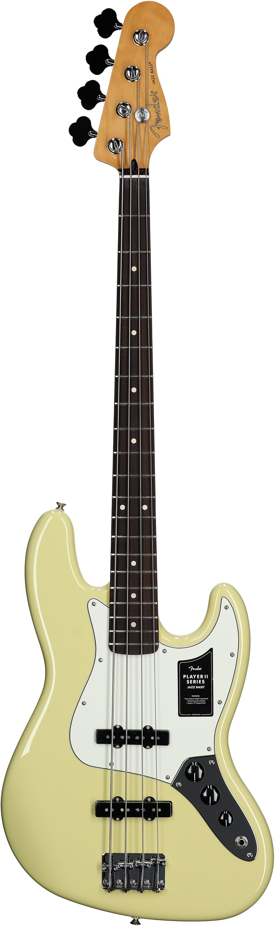 Fender Player II Jazz Electric Bass, with Rosewood Fingerboard, Hialeah Yellow, Full Straight Front