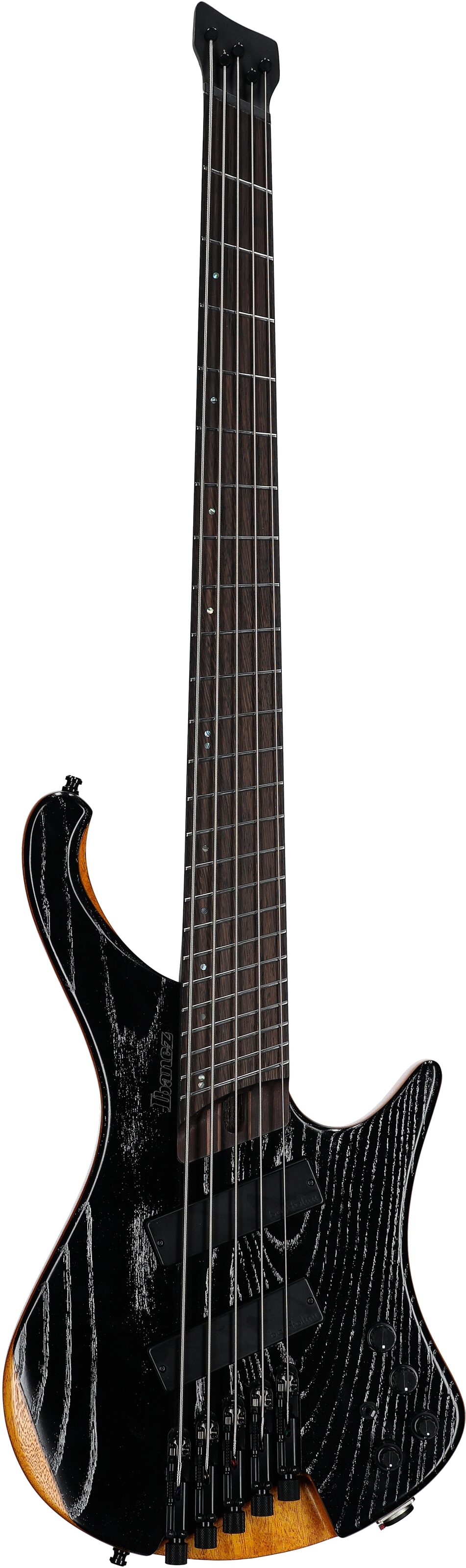 Ibanez EHB1135MS Multiscale Electric Bass (with Gig Bag), 5-String, Silver Wave Black, Full Straight Front