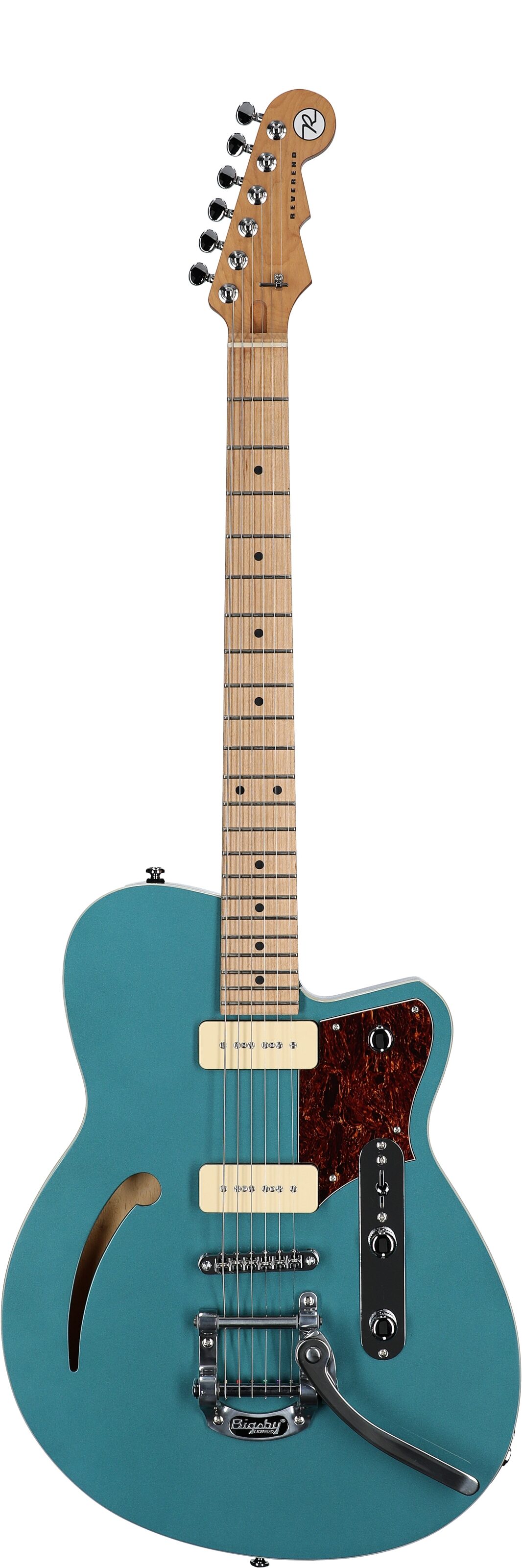 Reverend Club King 290 Electric Guitar, Deep Sea Blue, Full Straight Front
