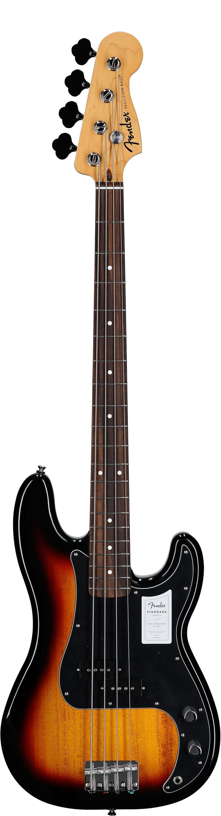 Fender Standard Precision Bass Guitar, Laurel Fingerboard, 3-Color Sunburst, Full Straight Front