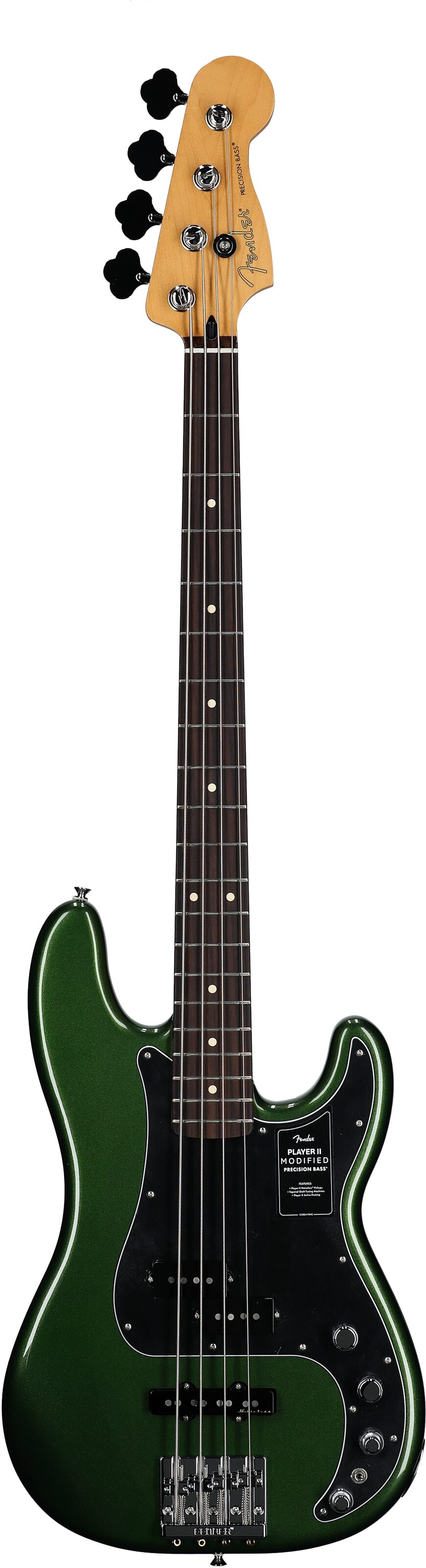 Fender Player II Modified Active Precision Bass, Rosewood Fingerboard (with Gig Bag), Harvest Green, Full Straight Front