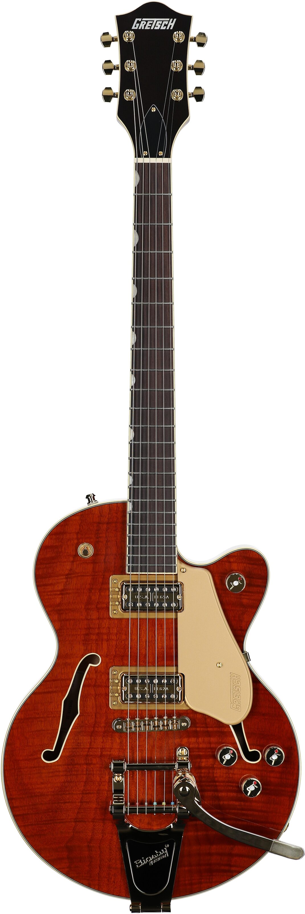 Gretsch Limited Edition Electromatic Broadkaster Center Block Jr. Electric Guitar, Flame Okoume, Full Straight Front