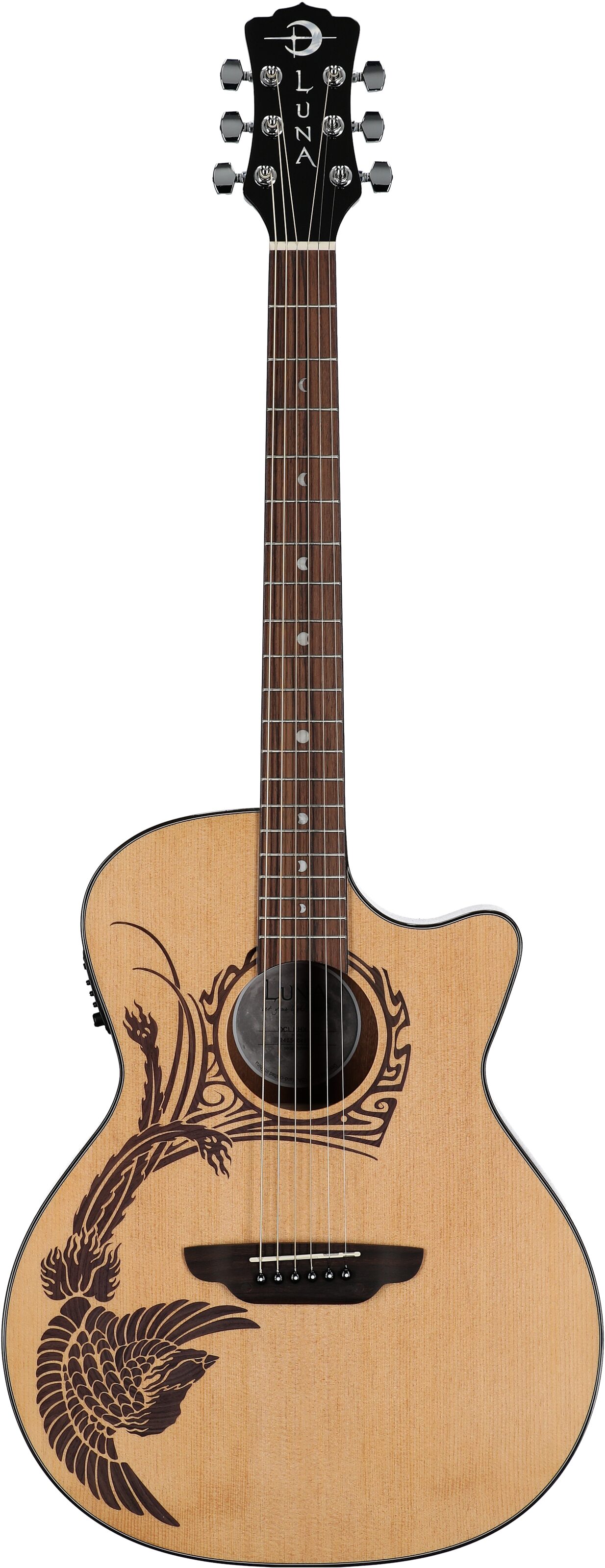 Luna Oracle Phoenix Spruce Acoustic-Electric Guitar, New, Full Straight Front