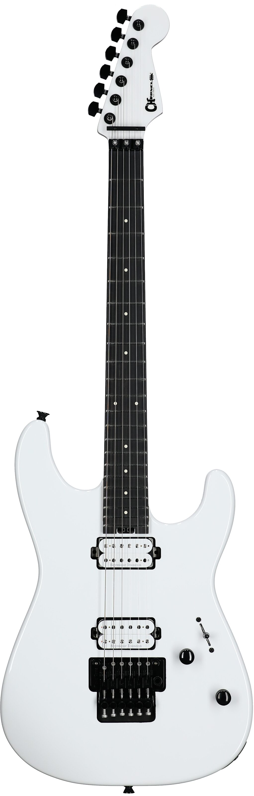 Charvel Pro-Mod Plus San Dimas SD1 HH FR Electric Guitar, with Ebony Fingerboard, Snow White, Full Straight Front