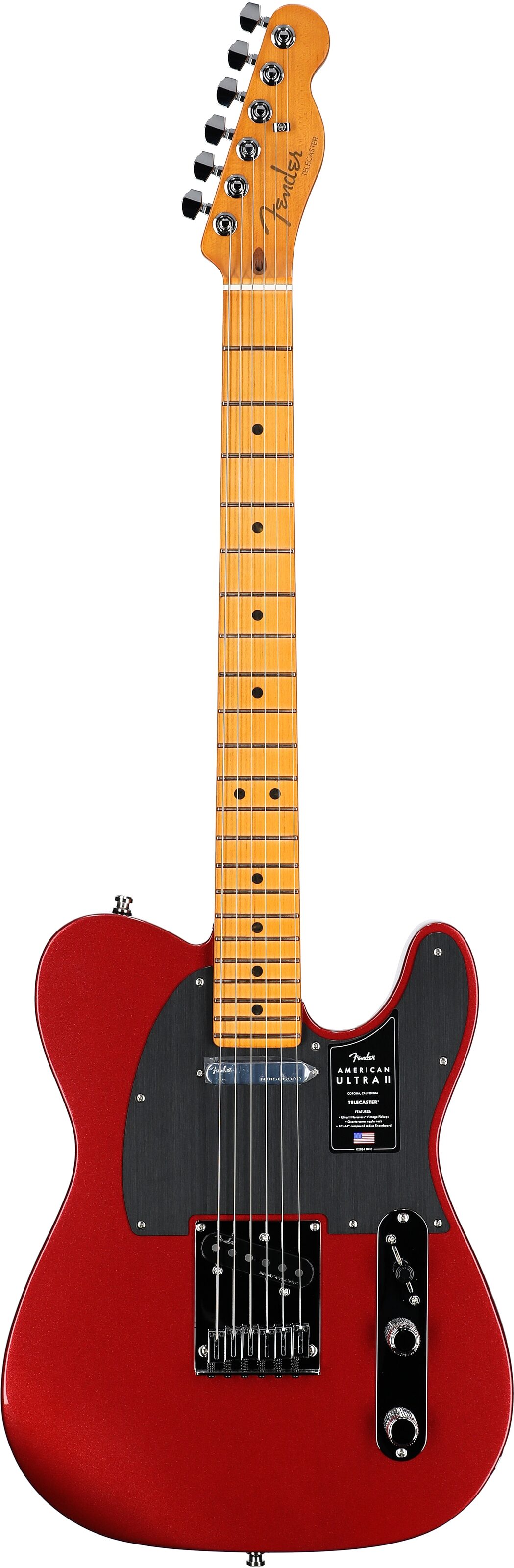 Fender American Ultra II Telecaster Electric Guitar, Maple Fingerboard (with Case), Sinister Red, Full Straight Front