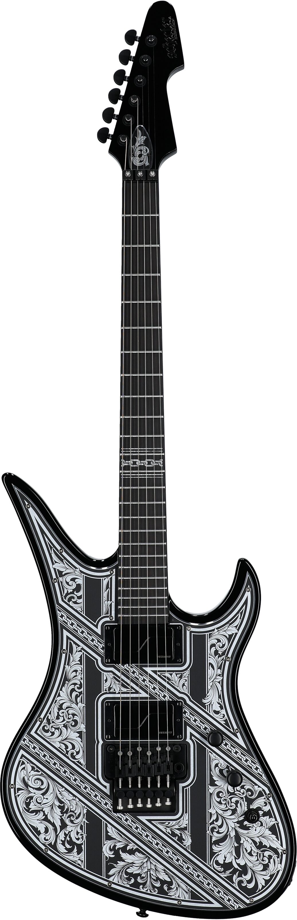 Schecter Avenger FR Przym Palladium Electric Guitar, Gloss Black, Full Straight Front