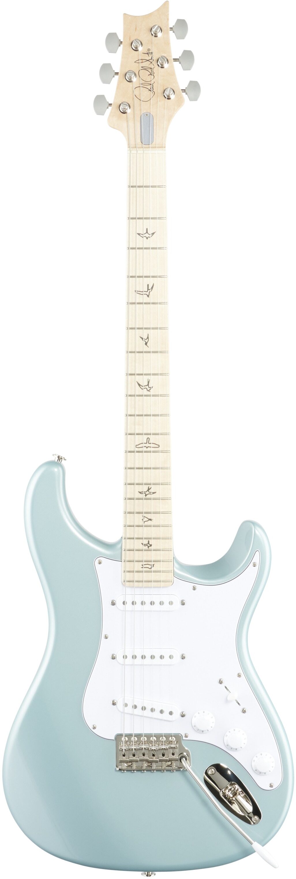 PRS Paul Reed Smith John Mayer Silver Sky Electric Guitar, Maple Fretboard (with Gig Bag), Polar Blue, Full Straight Front