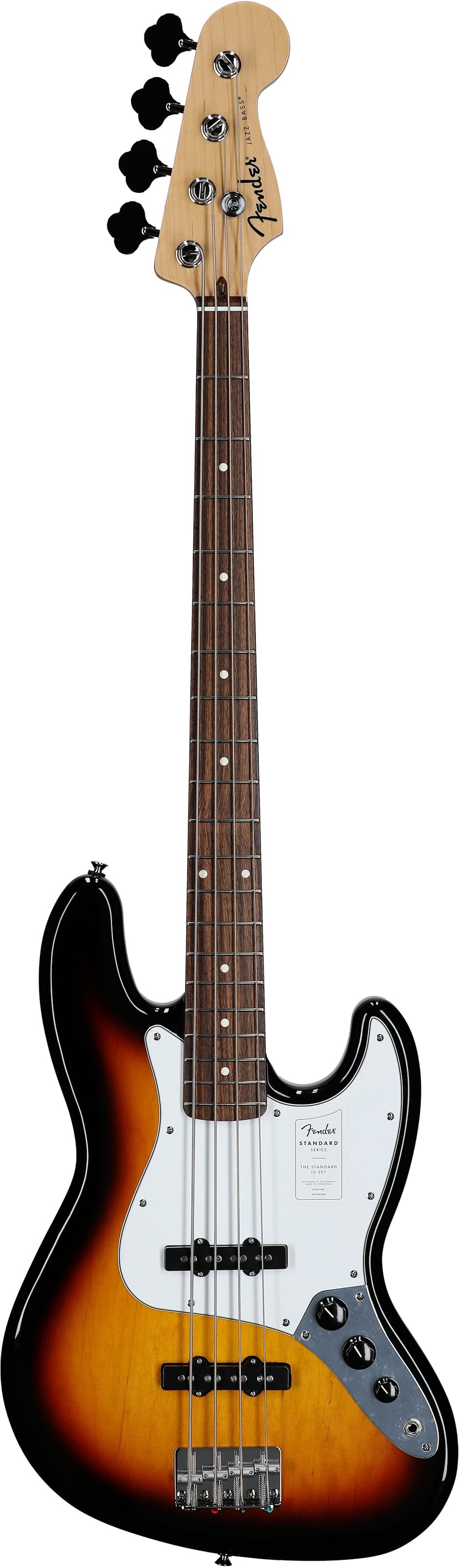 Fender Standard Jazz Bass Guitar, Laurel Fingerboard, 3-Color Sunburst, Full Straight Front