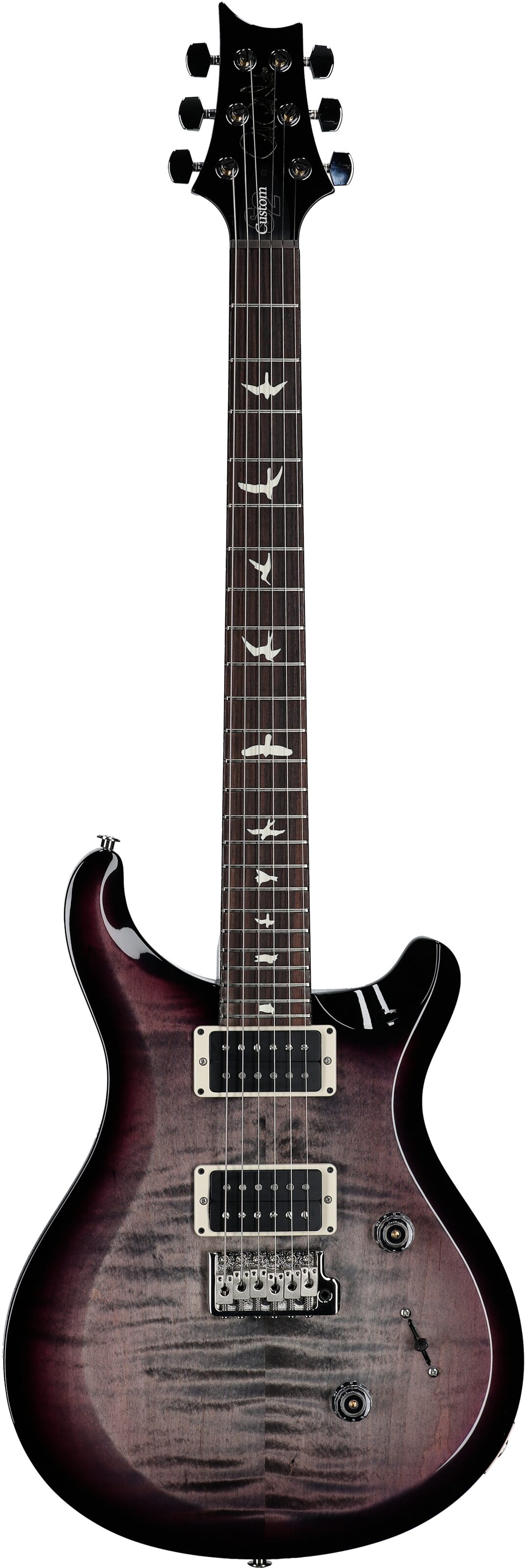 PRS Paul Reed Smith S2 Custom Color 24 Electric Guitar (with Gig Bag), Faded Gray Black Purple Smokeburst, Full Straight Front