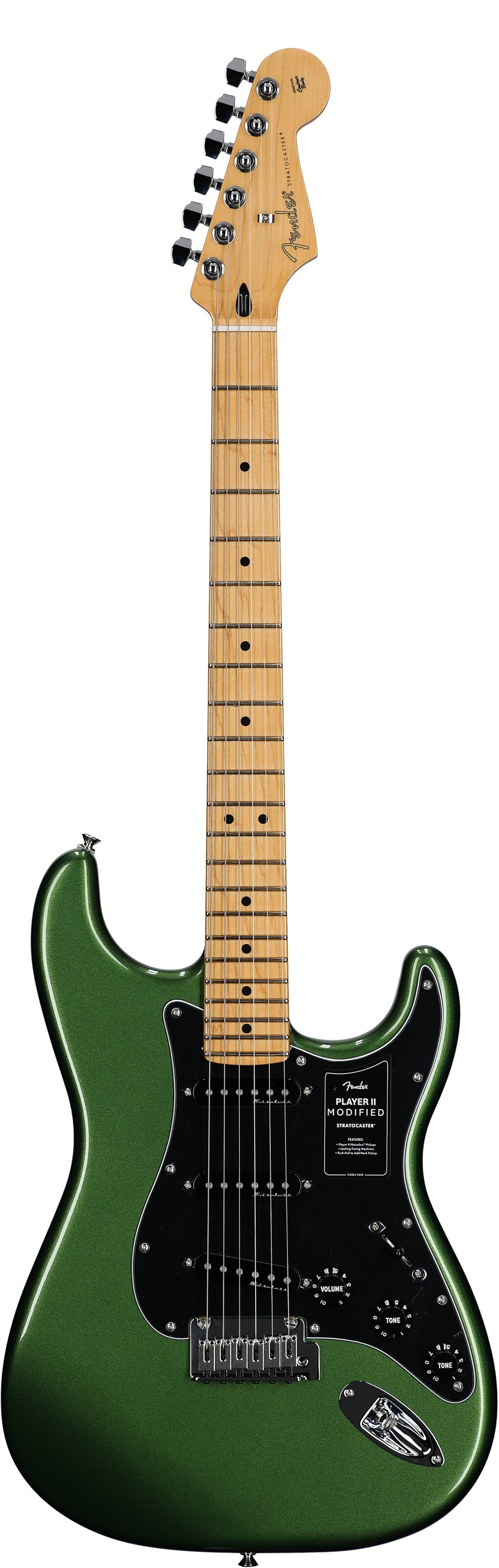 Fender Player II Modified Stratocaster Electric Guitar, Maple Fingerboard (with Gig Bag), Harvest Green, Full Straight Front