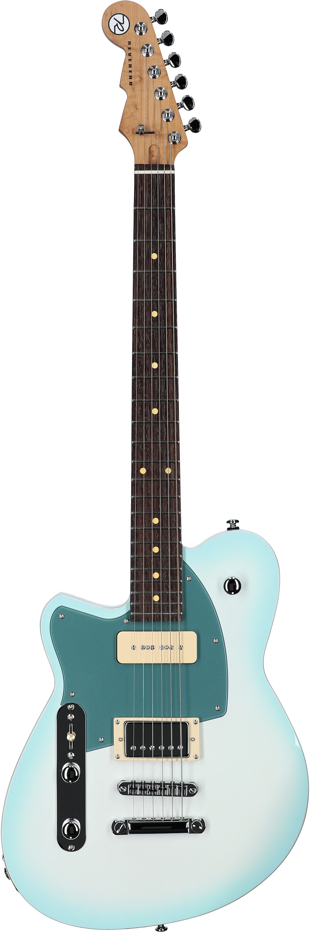 Reverend Double Agent OG Electric Guitar, Left-Handed, Chronic Blue Burst, Full Straight Front