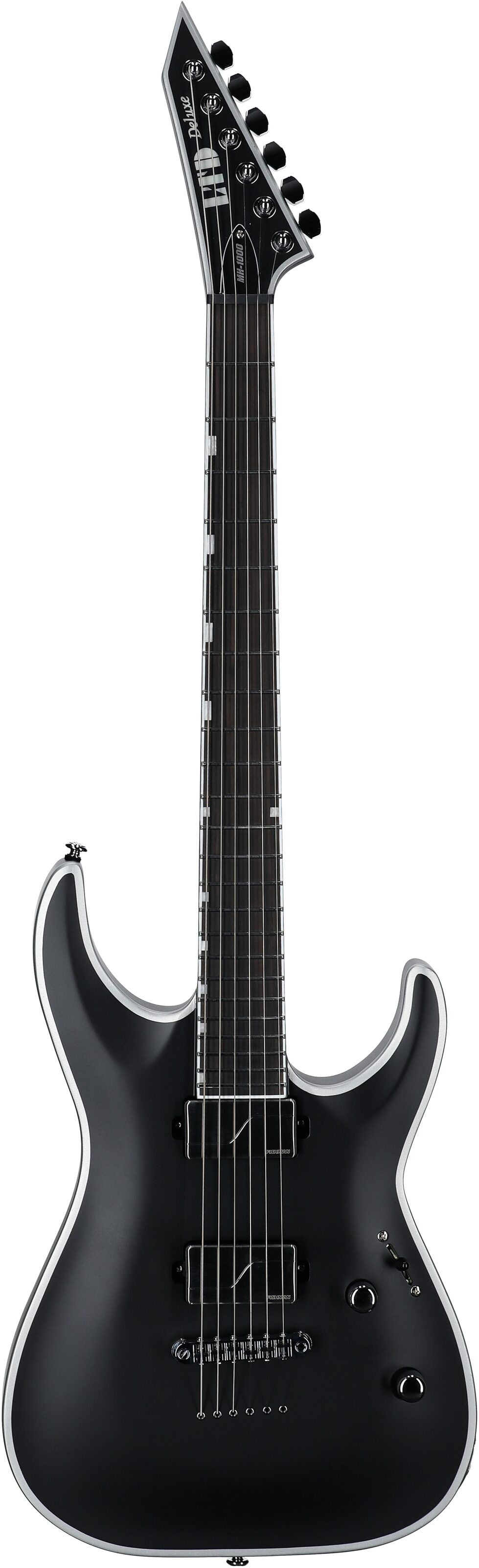 ESP LTD MH-1000NT Bold Binding Electric Guitar, Black Satin, Full Straight Front