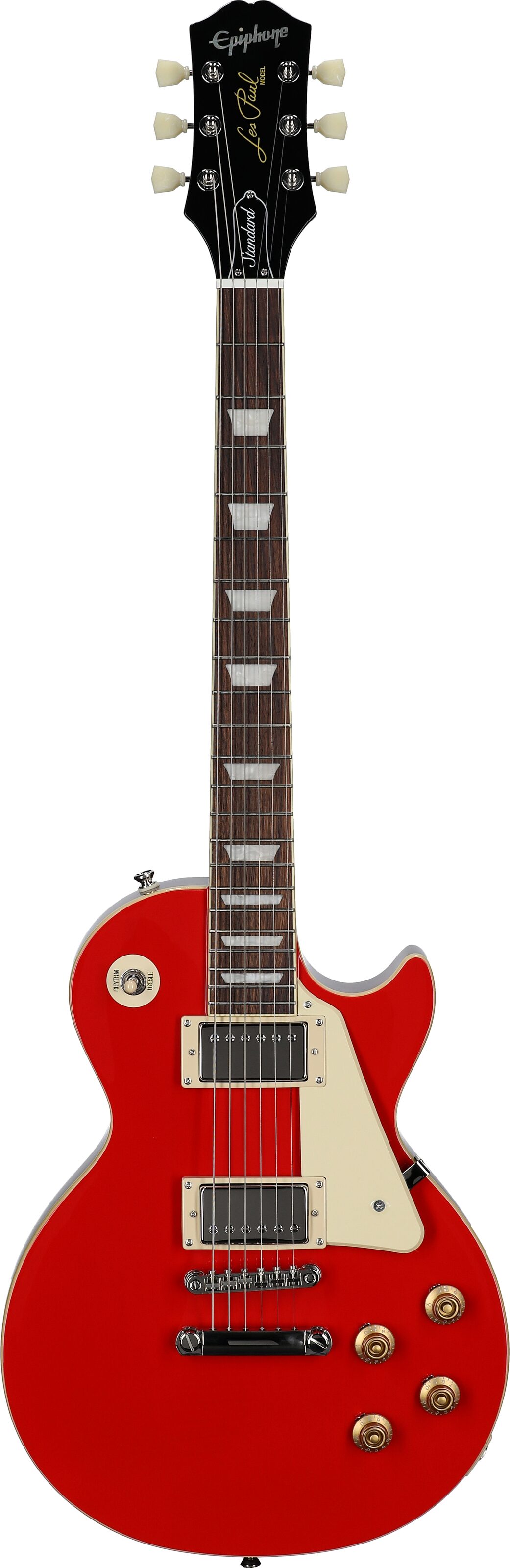 Epiphone Inspired by Gibson Les Paul Standard '50s Electric Guitar (with Gig Bag), Cardinal Red, Full Straight Front