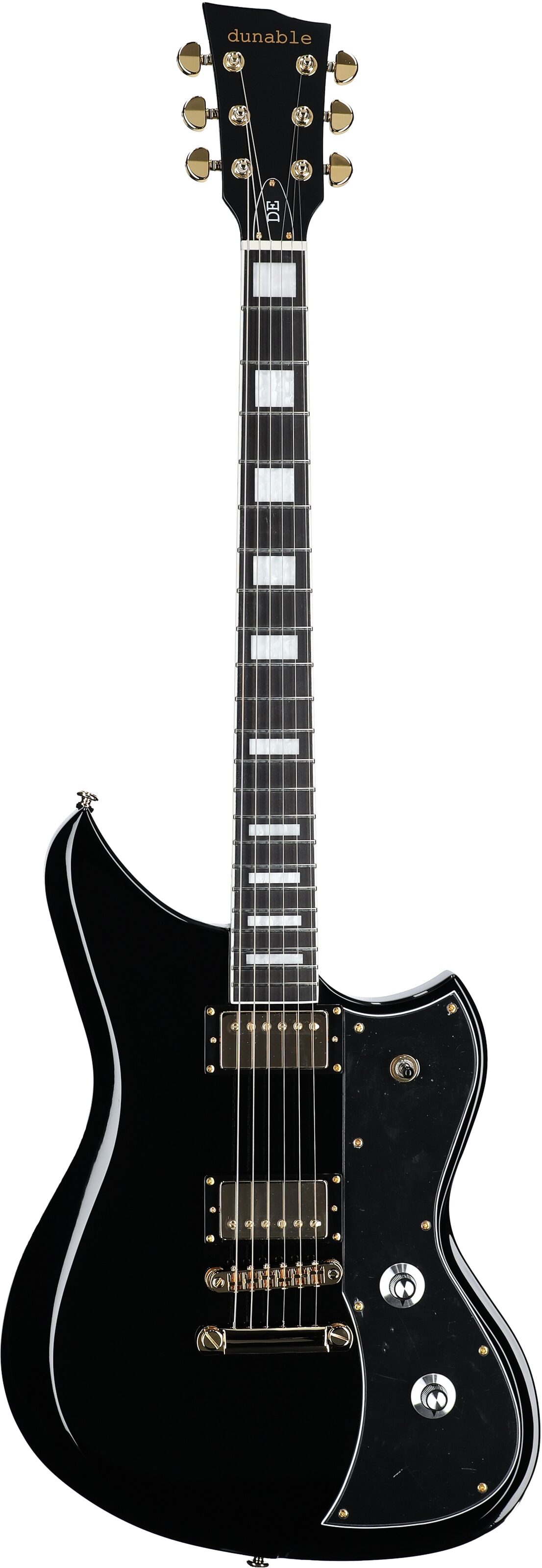 Dunable DE Yeti Electric Guitar (with Gig Bag), Gloss Black, Full Straight Front