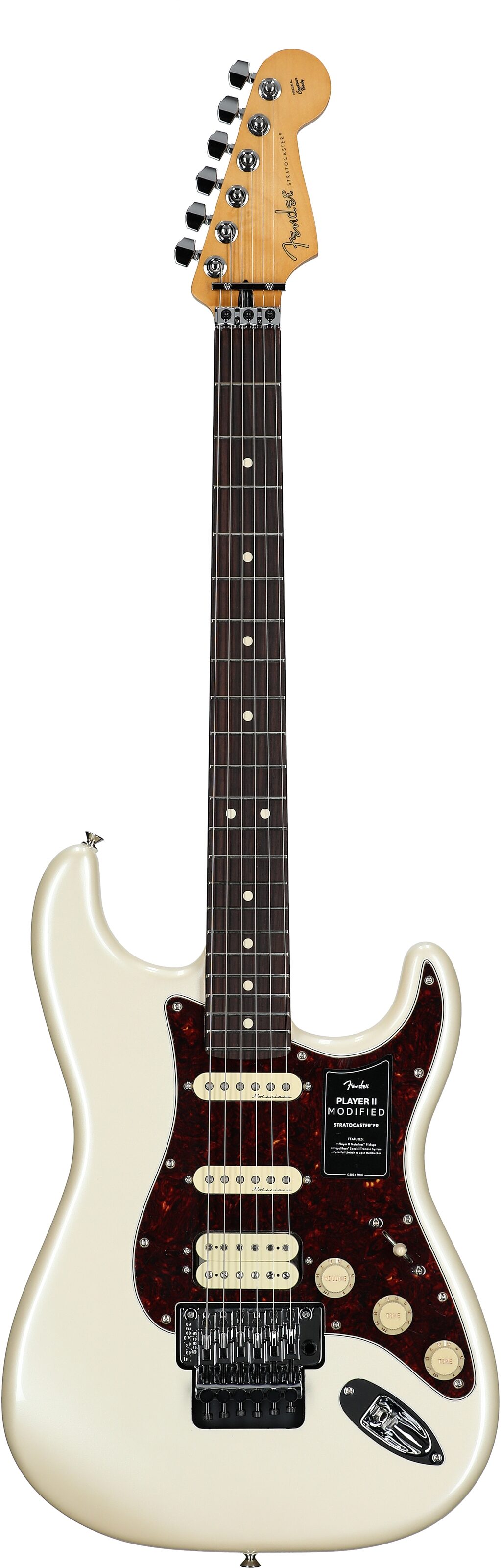 Fender Player II Modified Stratocaster HSS FR Electric Guitar, Rosewood Fingerboard (with Gig Bag), Olympic Pearl, Full Straight Front