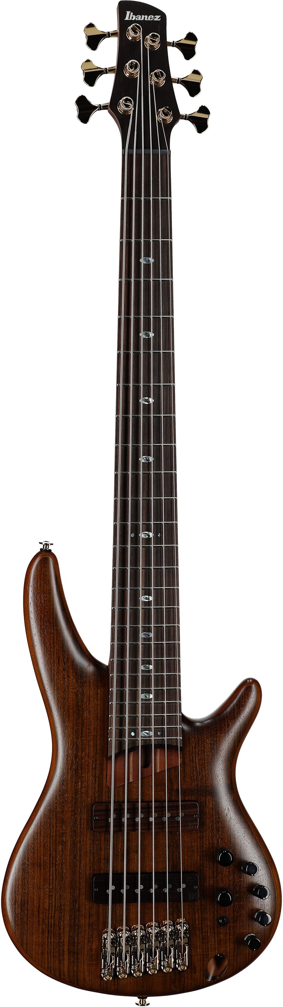 Ibanez SR5506 Prestige Electric Bass, 6-String (with Case), Mocha Flat, Full Straight Front