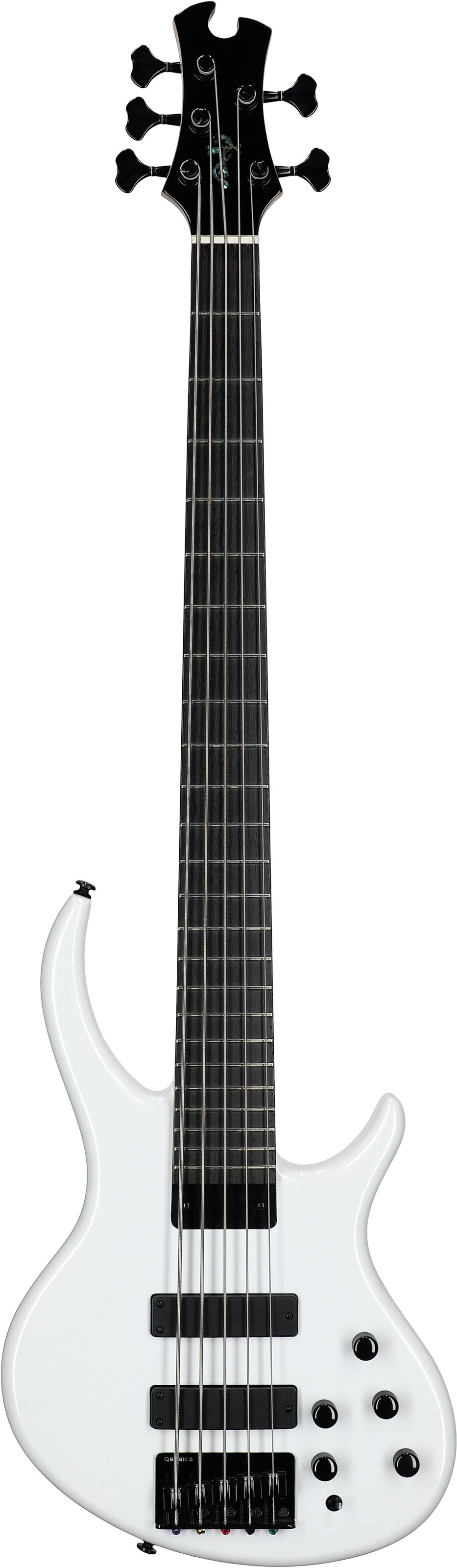Tobias Killer B V Electric Bass, 5-String (with Gig Bag), White Pearl, Full Straight Front