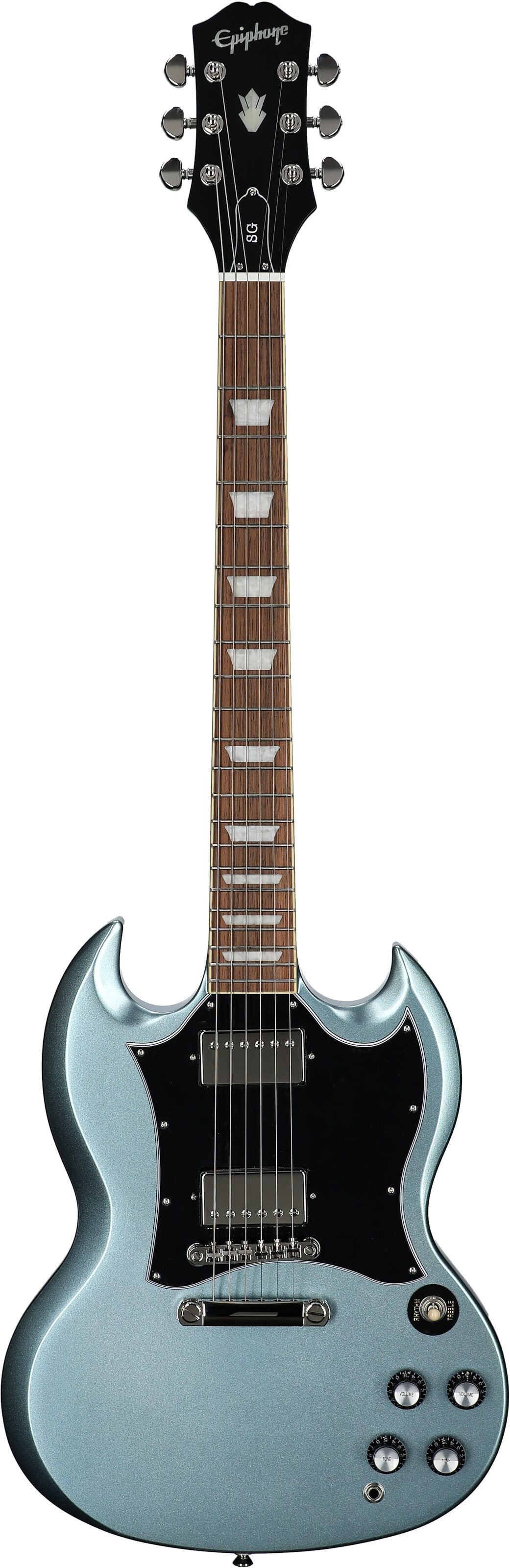 Epiphone Inspired by Gibson SG Standard Electric Guitar (with Gig Bag), Pelham Blue, Full Straight Front