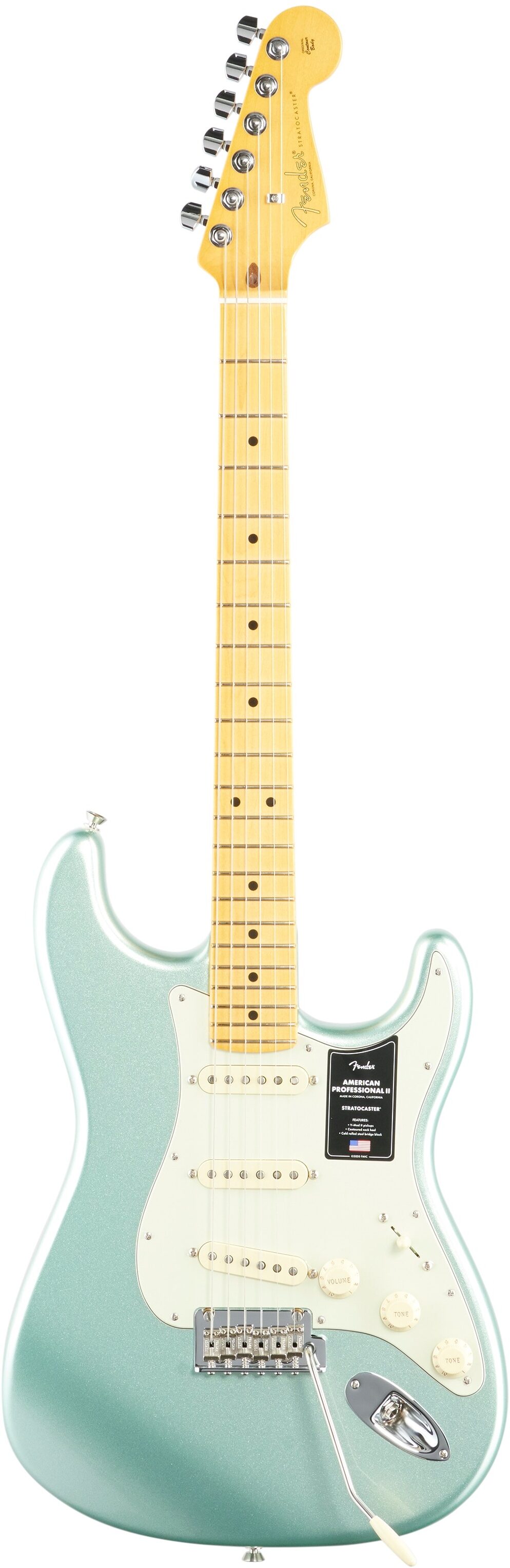 Fender American Pro II Stratocaster Electric Guitar, Maple Fingerboard (with Case), Surf Green, Full Straight Front