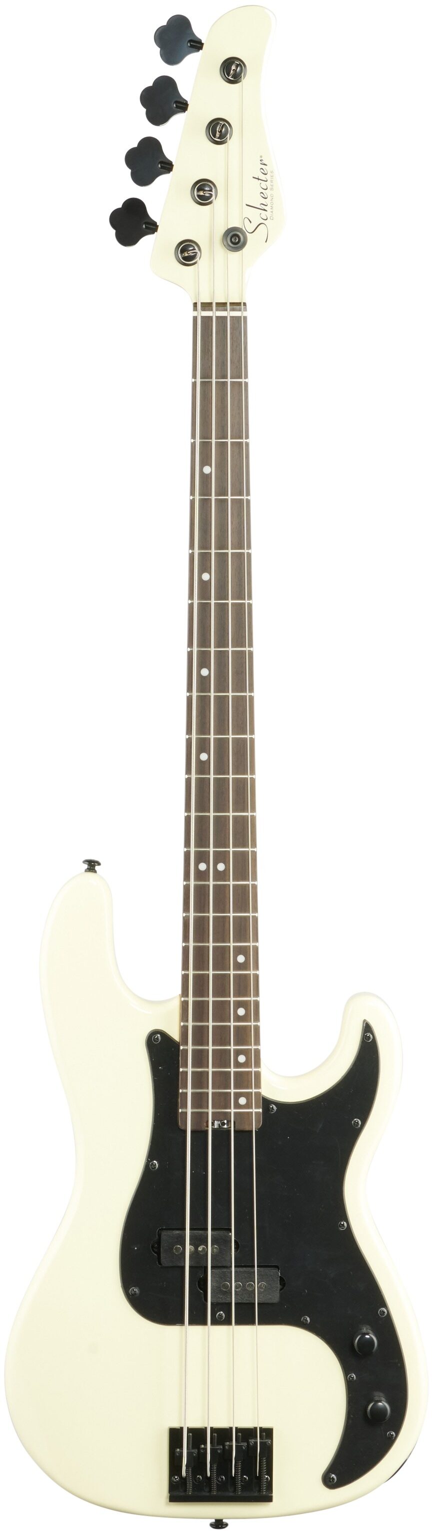 Schecter P-4 Bass Guitar, 4-String, Ivory, Full Straight Front