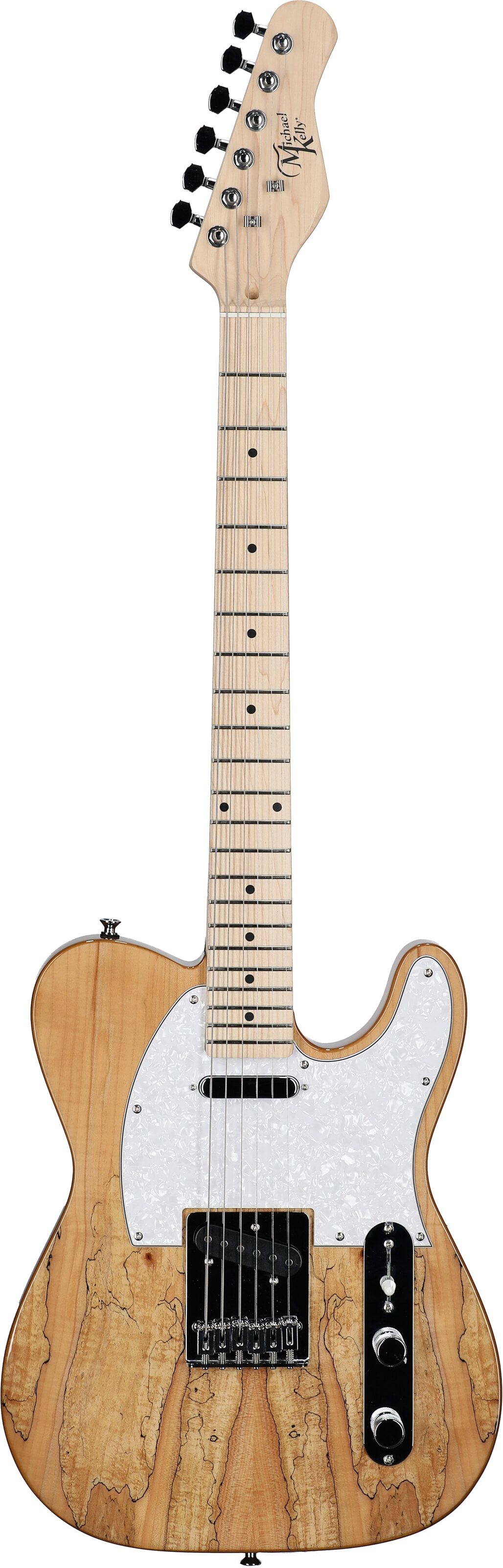 Michael Kelly 1953 Electric Guitar, with Maple Fingerboard, Natural, Spalted Maple Top, Full Straight Front