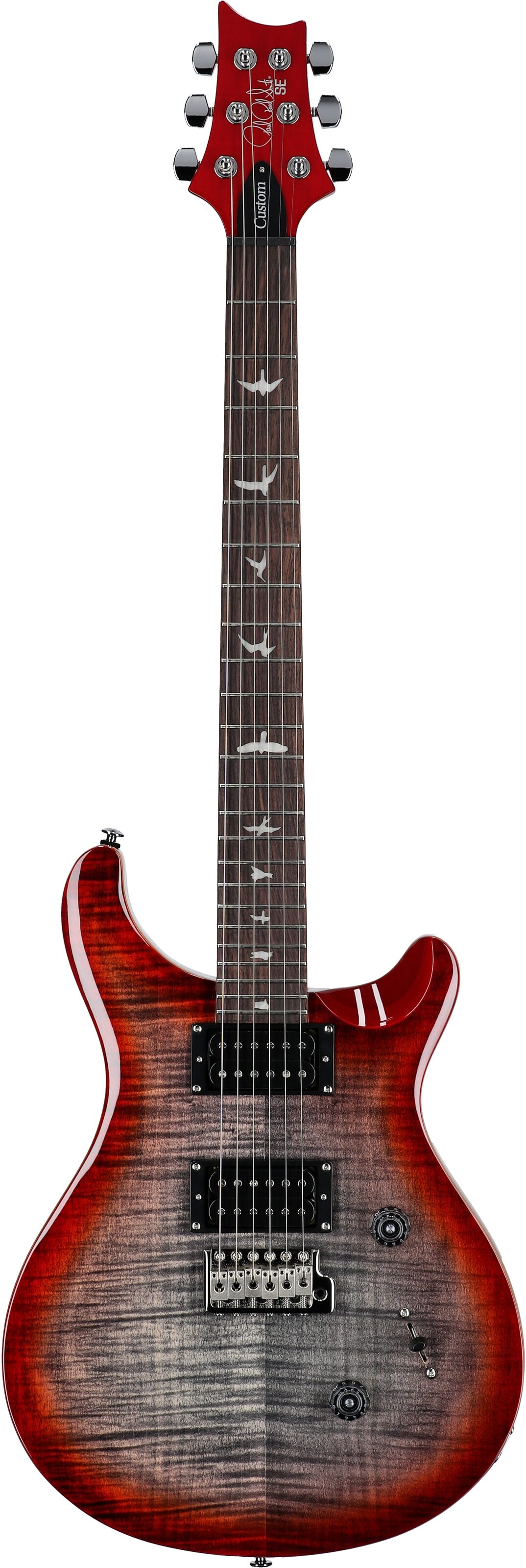 PRS Paul Reed Smith SE Custom 24 Electric Guitar (with Gig Bag), Charcoal Cherry Burst, Full Straight Front