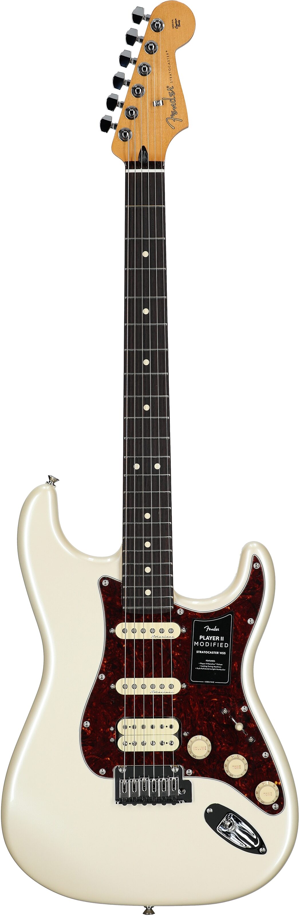 Fender Player II Modified Stratocaster HSS Electric Guitar, Rosewood Fingerboard (with Gig Bag), Olympic White, Full Straight Front