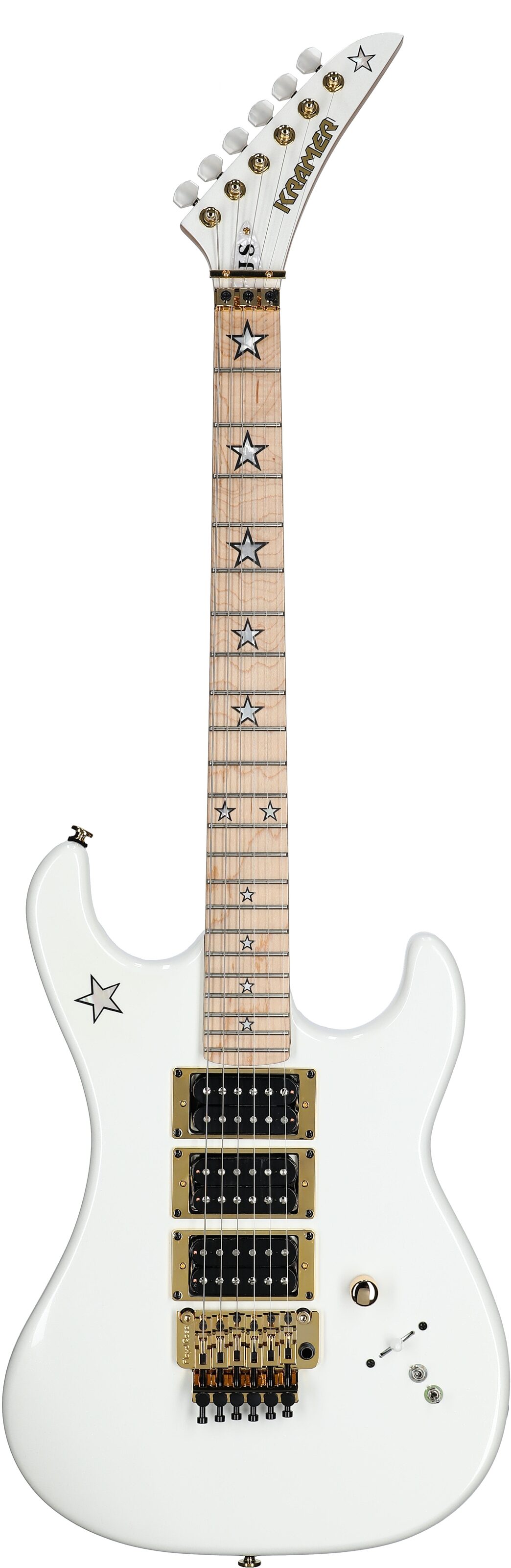 Kramer Jersey Star Floyd Rose Electric Guitar, with Gig Bag, White Pearl, Full Straight Front