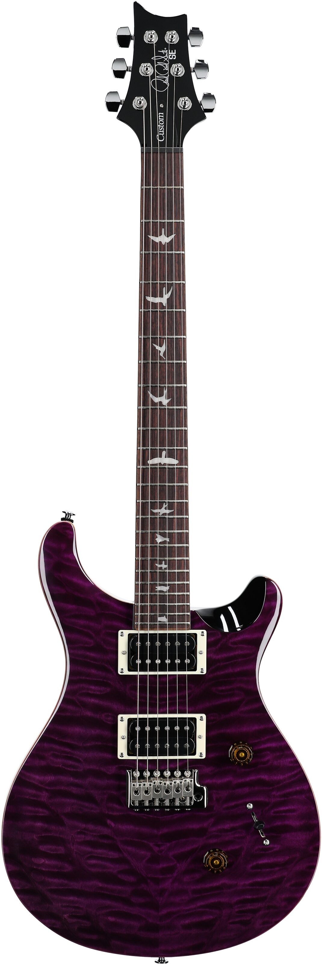 PRS Paul Reed Smith SE Custom 24 Quilt Top Electric Guitar (with Gig Bag), Amethyst, Full Straight Front