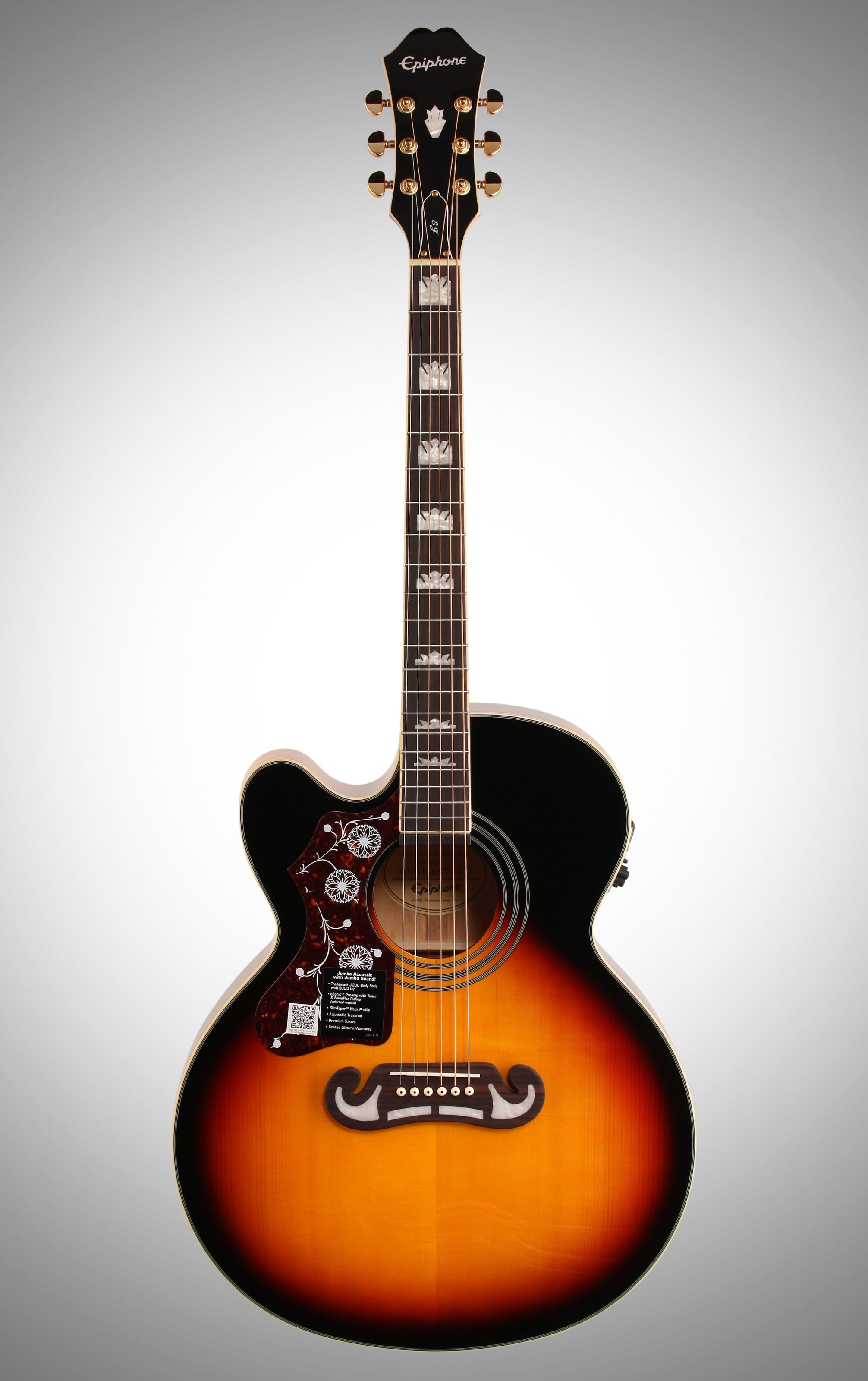 Epiphone J200 EC Studio Acoustic-Electric Guitar, Left-Handed