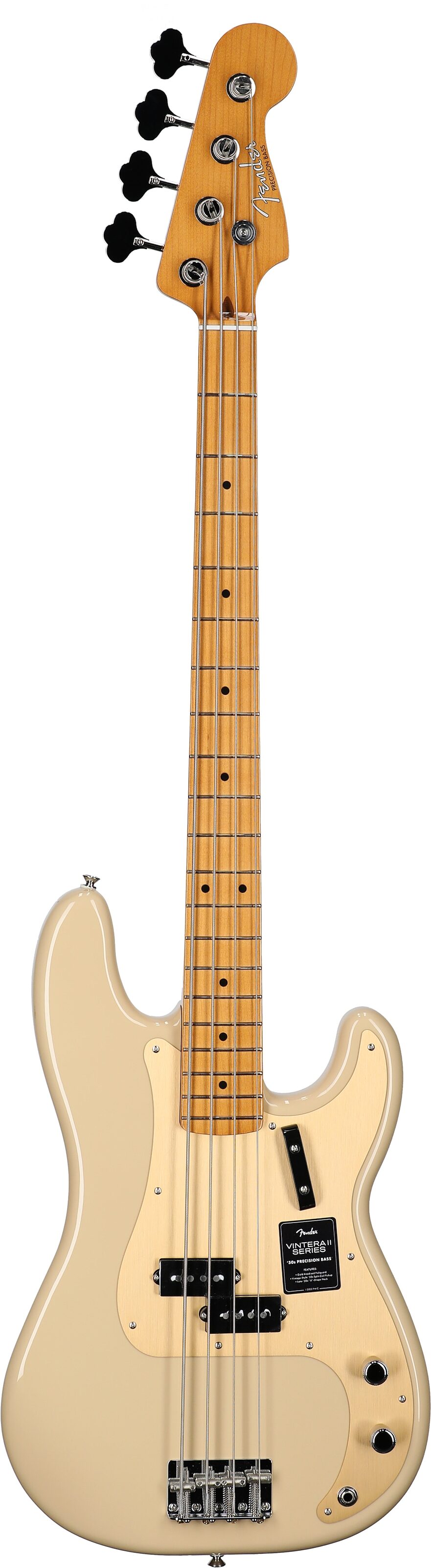 Fender Vintera II '50s Precision Electric Bass, Maple Fingerboard (with Gig Bag), Desert Sand, Full Straight Front