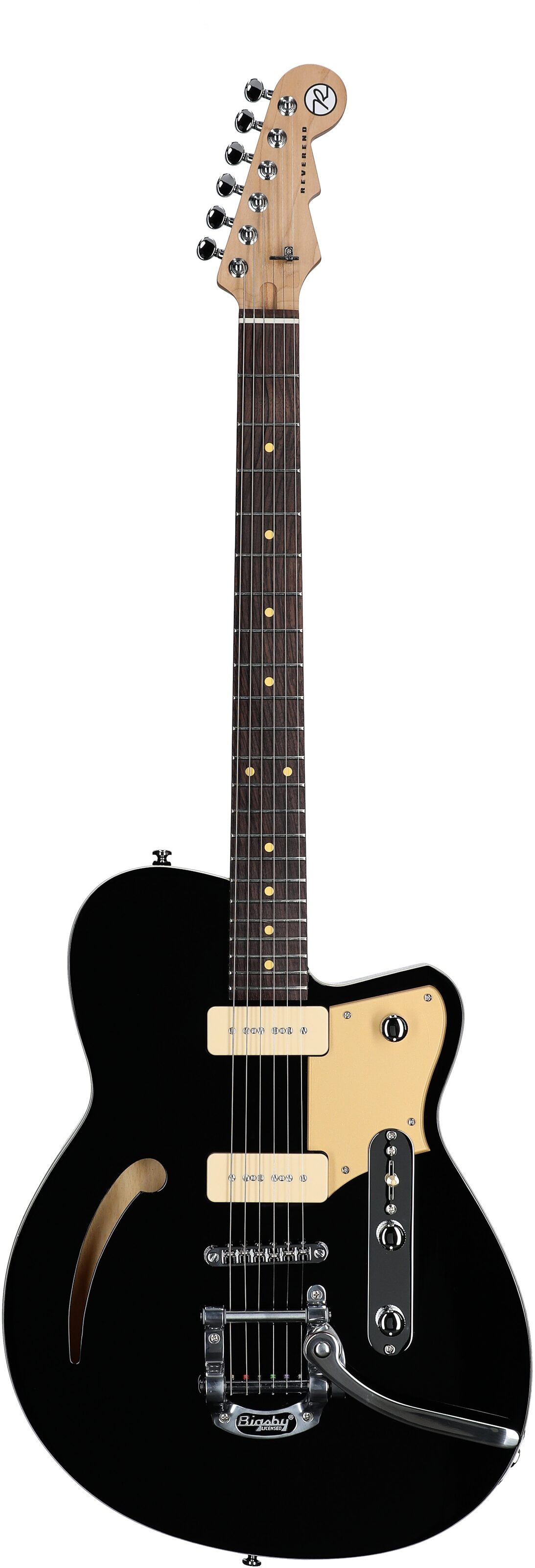 Reverend Club King 290 Electric Guitar, Midnight Black, Full Straight Front