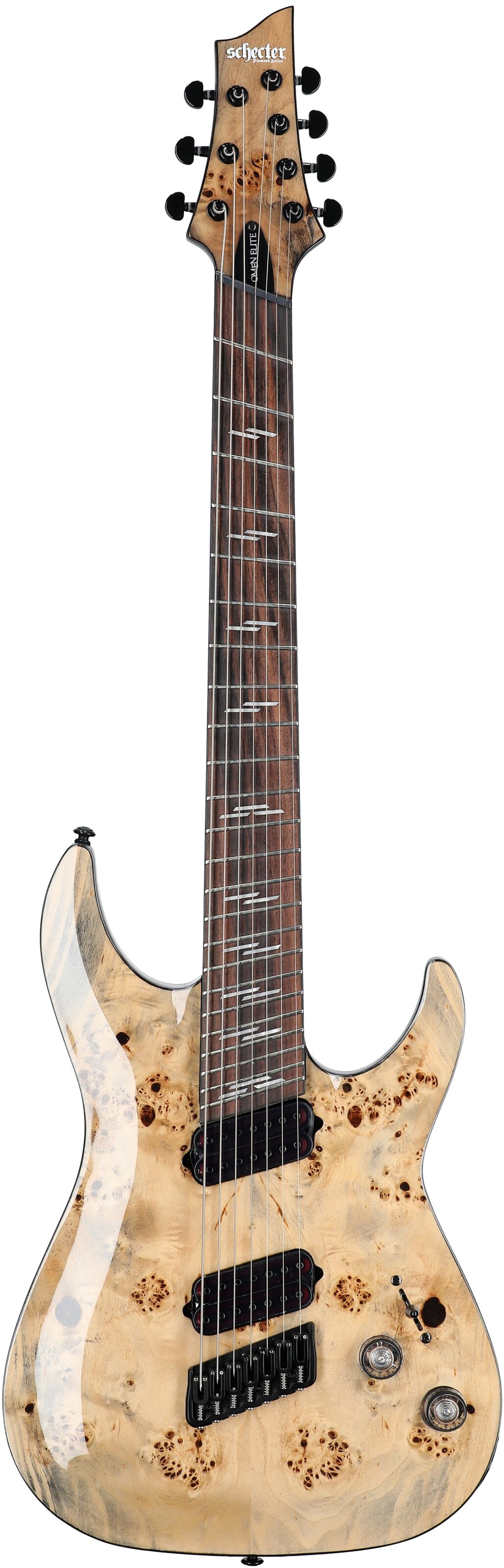 Schecter Omen Elite-7 Multiscale Electric Guitar, 7-String, Charcoal, Full Straight Front