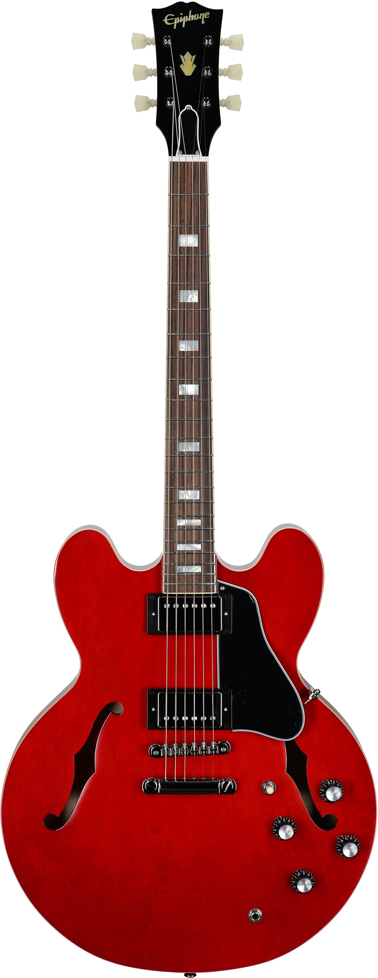 Epiphone Inspired by Gibson Custom 1962 ES-335 Reissue Electric Guitar (with Case), '60s Cherry, Full Straight Front