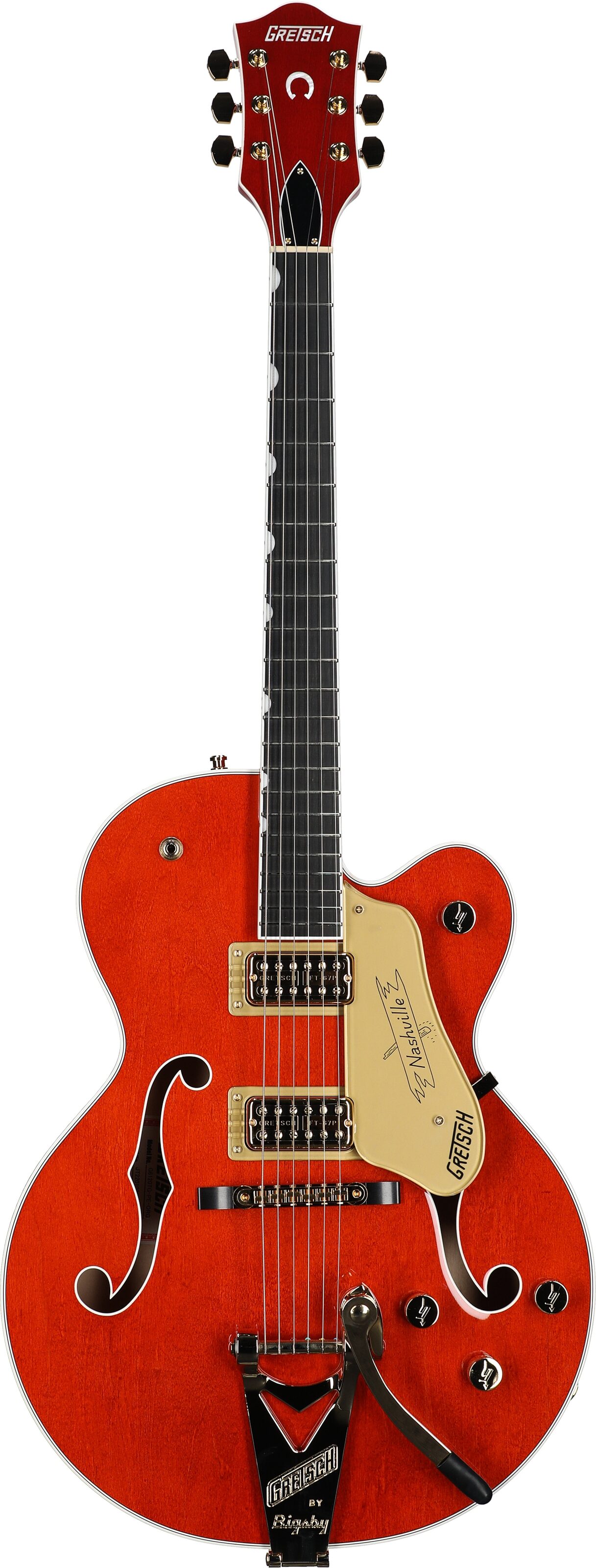 Gretsch G6120TG Players Edition Nashville Electric Guitar (with Case), Orange Stain, Full Straight Front