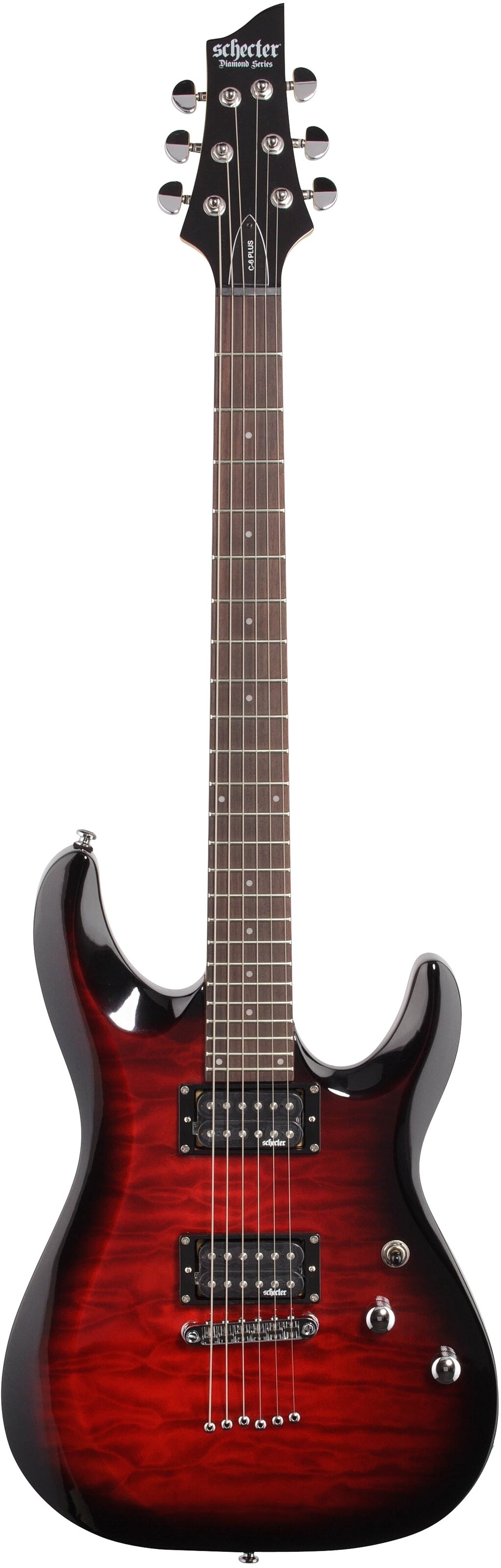 Schecter C-6 Plus Electric Guitar, See Thru Cherry Burst, Full Straight Front