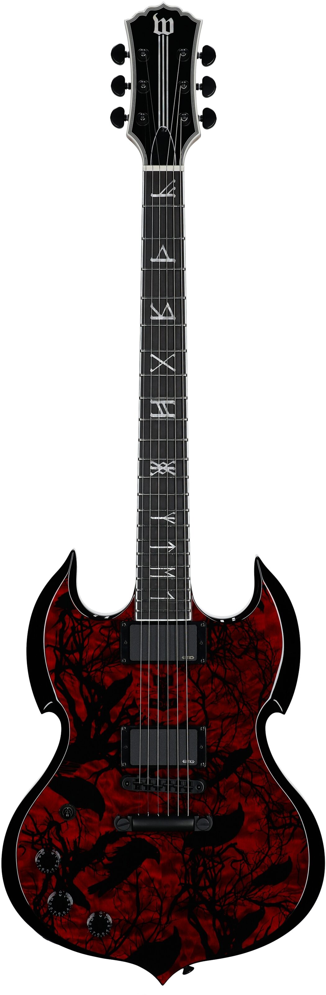 Wylde Audio Barbarian Electric Guitar, Left-Handed, Blood Raven, Full Straight Front